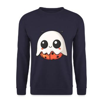 Ladybug Halloween Comic Ghost - Unisex Sweatshirt - navy - Front - Alina (178cm) & Michal (187cm)
