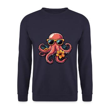 Pieuvre Drôle d’été - Sweat-shirt Unisexe - marine - Devant - Alina (178cm) & Michal (187cm)