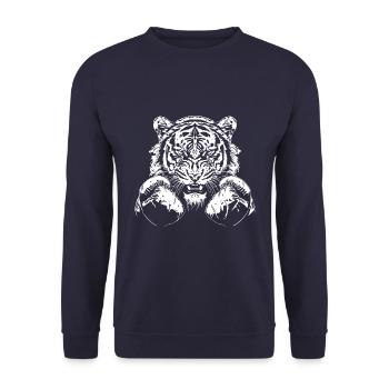 Tiger Boxer Boxen MMA Kampfsport - Unisex Pullover - Navy - Vorne - Alina (178cm) & Michal (187cm)