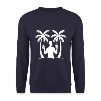 Insel Party Urlaub Palmen - Unisex Pullover - Navy - Vorne - Alina (178cm) & Michal (187cm)