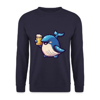 Bière Whale Pixel - Sweat-shirt Unisexe - marine - Devant - Alina (178cm) & Michal (187cm)