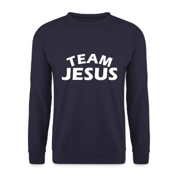 Team Jesus - Unisex Sweatshirt - navy - Front - Alina (178cm) & Michal (187cm)