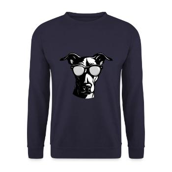 Greyhound Hund Hipster Cool Party - Unisex Pullover - Navy - Vorne - Alina (178cm) & Michal (187cm)