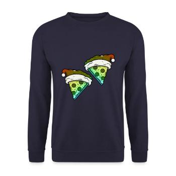 Pizza Noël Bande dessinée drôle - Sweat-shirt Unisexe - marine - Devant - Alina (178cm) & Michal (187cm)