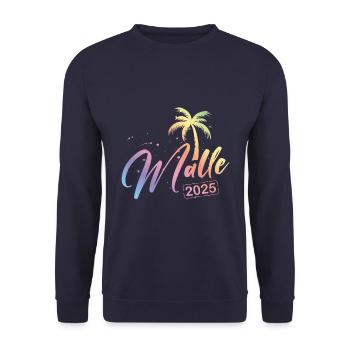 Malle 2025 Bunt Palme Mallorca - Unisex Pullover - Navy - Vorne - Alina (178cm) & Michal (187cm)