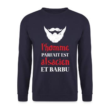 L'homme parfait est Alsacien et barbu alsace drôle - Sweat-shirt Unisexe - marine - Devant - Alina (178cm) & Michal (187cm)