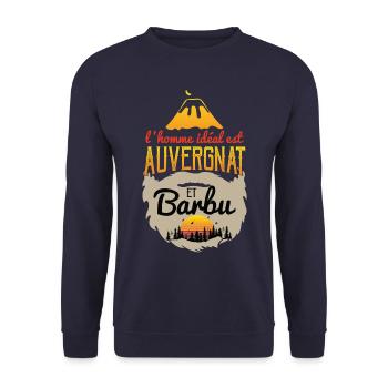 L'homme idéal est auvergnat barbu humour auvergne - Sweat-shirt Unisexe - marine - Devant - Alina (178cm) & Michal (187cm)