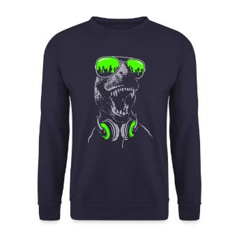 DJ T-Rex - Unisex Pullover - Navy - Vorne - Alina (178cm) & Michal (187cm)