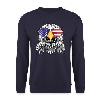 4. Juli USA - Unisex Pullover - Navy - Vorne - Alina (178cm) & Michal (187cm)