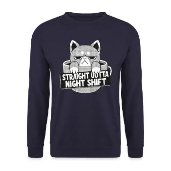 Direkte aus der Nachtschicht - Unisex Pullover - Navy - Vorne - Alina (178cm) & Michal (187cm)