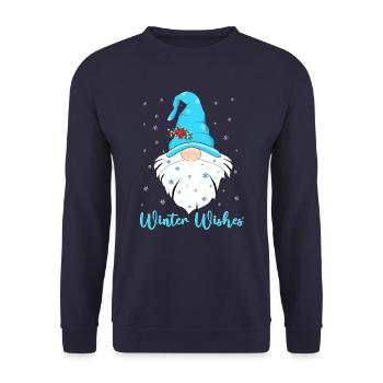 Gnome Winter Wishes - Sweat-shirt Unisexe - marine - Devant - Alina (178cm) & Michal (187cm)
