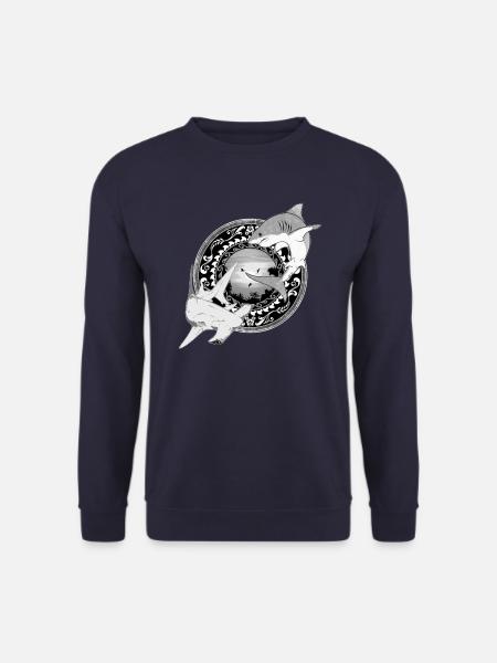 Hammerhead Great White Shark Hawaiian - Unisex Sweatshirt - navy