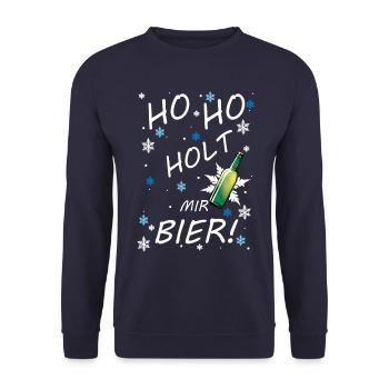 Ho Ho Holt mir Bier! - Unisex Pullover - Navy - Vorne - Alina (178cm) & Michal (187cm)