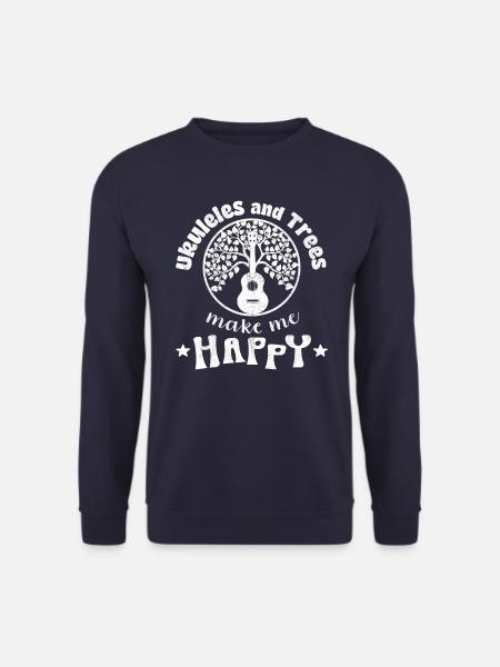 Ukuleles and Trees make me Happy weiss - Unisex Sweatshirt - navy
