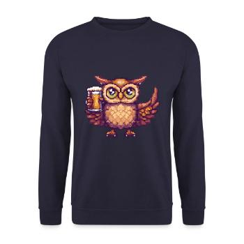Bière Owl Pixel - Sweat-shirt Unisexe - marine - Devant - Alina (178cm) & Michal (187cm)