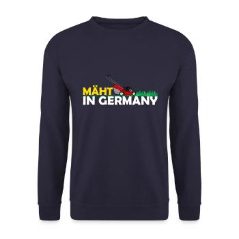 Mäht in Germany Rasenmäher - Unisex Pullover - Navy - Vorne - Alina (178cm) & Michal (187cm)