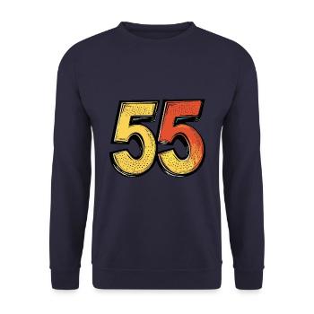 55 Zahl Bunt - Unisex Pullover - Navy - Vorne - Alina (178cm) & Michal (187cm)