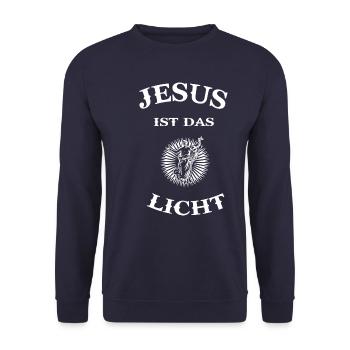 Jesus Christus Religion Erlöser Christlich Spruch - Unisex Pullover - Navy - Vorne - Alina (178cm) & Michal (187cm)