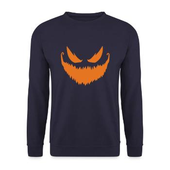 Jack O Lantern Scary Carved Pumpkin Face Halloween - Unisex Sweatshirt - navy - Front - Alina (178cm) & Michal (187cm)