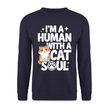 Chat Chats Amoureux Chat Propriétaire Chaton - Sweat-shirt Unisexe - marine - Devant - Alina (178cm) & Michal (187cm)