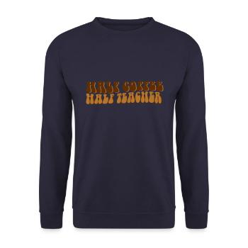 Halb Kaffee halb Lehrer - Unisex Pullover - Navy - Vorne - Alina (178cm) & Michal (187cm)