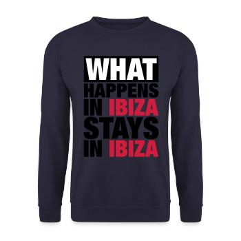 What Happens in Ibiza Stays in ibiza - Unisex Sweatshirt - navy - Front - Alina (178cm) & Michal (187cm)
