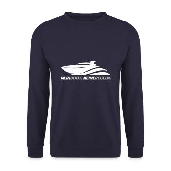 Mein Boot meine Regeln beim Segeln und Motorboot - Unisex Pullover - Navy - Vorne - Alina (178cm) & Michal (187cm)