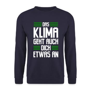 Klima geht dich was an! Klimawandel/Umwelt/Grün - Unisex Pullover - Navy - Vorne - Alina (178cm) & Michal (187cm)