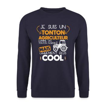 Tonton - Agriculteur - Cadeau - Fermier - Drôle - Sweat-shirt Unisexe - marine - Devant - Alina (178cm) & Michal (187cm)
