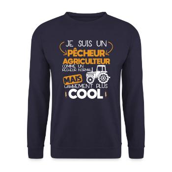 Pêcheur - Pêche - Cadeau - Humour - Agriculteur - Sweat-shirt Unisexe - marine - Devant - Alina (178cm) & Michal (187cm)