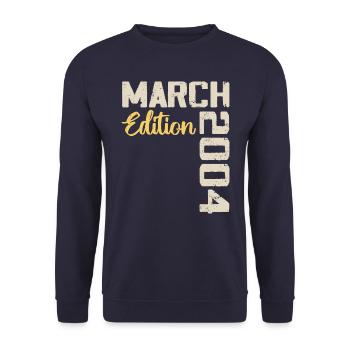 März 2004 Geburtstagsgeschenk März 2004 - Unisex Pullover - Navy - Vorne - Alina (178cm) & Michal (187cm)