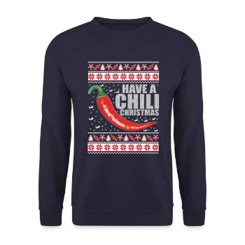 Ich wünsche dir ein Weihnachtsfest mit Chili - Unisex Pullover - Navy - Vorne - Alina (178cm) & Michal (187cm)