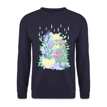 Ängsblommor - Cartoon Flora Nr. 2 - Unisex Pullover - Navy - Vorne - Alina (178cm) & Michal (187cm)