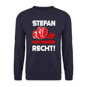 Stefan Spruch T-shirt cooles Geschenk - Unisex Pullover - Navy - Vorne - Alina (178cm) & Michal (187cm)