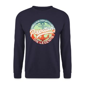 Papitän - Die Legende - Retro - Unisex Pullover - Navy - Vorne - Alina (178cm) & Michal (187cm)