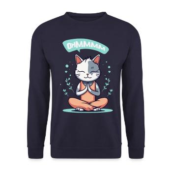 Ohmmm Yoga Cat I Meditation Relaxation | Kitten - Unisex Sweatshirt - navy - Front - Alina (178cm) & Michal (187cm)