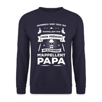 LES PLUS IMPORTANT M'APPELLENT PAPA - Sweat-shirt Unisexe - marine - Devant - Alina (178cm) & Michal (187cm)