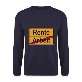 Rente - Rentner Ruhestand Pension - Unisex Pullover - Navy - Vorne - Alina (178cm) & Michal (187cm)