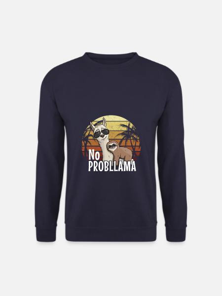 80er Retro Style No ProbLlama Faultier auf Hipster - Unisex Pullover - Navy