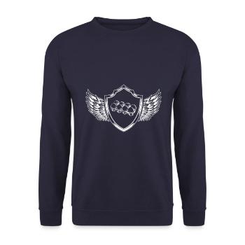 Eier Wappen - Unisex Pullover - Navy - Vorne - Alina (178cm) & Michal (187cm)