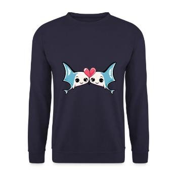 Ray In Love Saint-Valentin - Sweat-shirt Unisexe - marine - Devant - Alina (178cm) & Michal (187cm)
