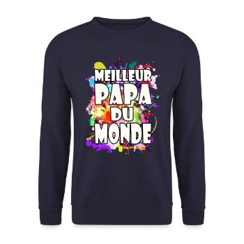 Cadeau fête des pères meilleur papa du monde - Sweat-shirt Unisexe - marine - Devant - Alina (178cm) & Michal (187cm)
