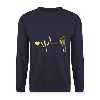 Cœur de pouls d’argent - Sweat-shirt Unisexe - marine - Devant - Alina (178cm) & Michal (187cm)