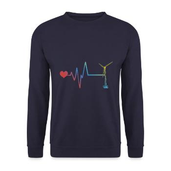 Wind Turbine Pulse Heartbeat Energy - Unisex Sweatshirt - navy - Front - Alina (178cm) & Michal (187cm)