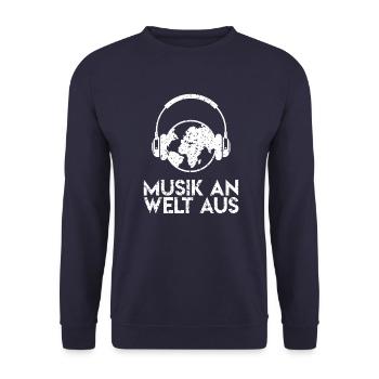 Party Shirt · Musik · Festival Geschenk - Unisex Pullover - Navy - Vorne - Alina (178cm) & Michal (187cm)
