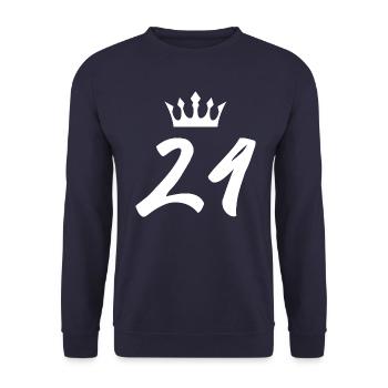 24 Zahl Krone - Unisex Pullover - Navy - Vorne - Alina (178cm) & Michal (187cm)