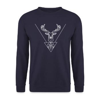 Deer head deer roebuck white - Unisex Sweatshirt - navy - Front - Alina (178cm) & Michal (187cm)
