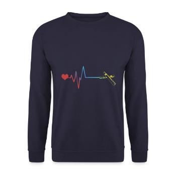Zigarre Puls Herzschlag - Unisex Pullover - Navy - Vorne - Alina (178cm) & Michal (187cm)