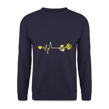 Hantel Puls Liebe - Unisex Pullover - Navy - Vorne - Alina (178cm) & Michal (187cm)