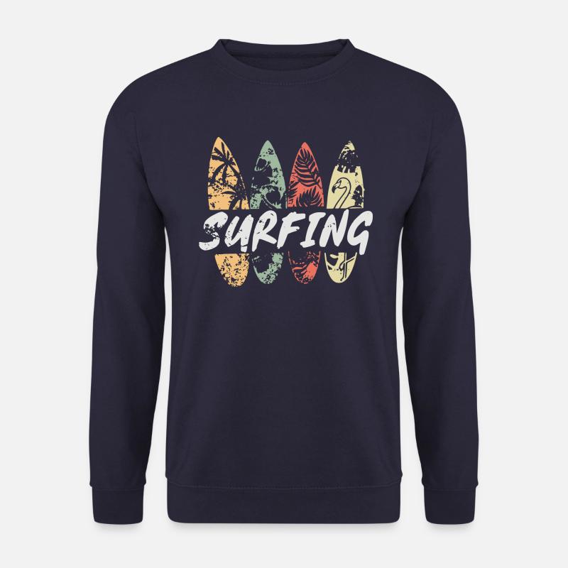 Surfing - Retro - Hawaii Tiki Surfer UsedLook 80s - Unisex Pullover - Navy
